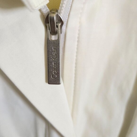 Calvin Klein Anorak Long Ivory Hooded Mock Neck Jacket Size L - Picture 4 of 6